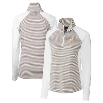 Women's Cutter & Buck  White Houston Astros City Connect Forge Tonal Stripe Stretch Half-Zip Pullover Top