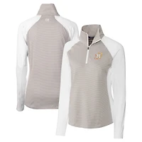 Women's Cutter & Buck  White Houston Astros City Connect Forge Tonal Stripe Stretch Half-Zip Pullover Top