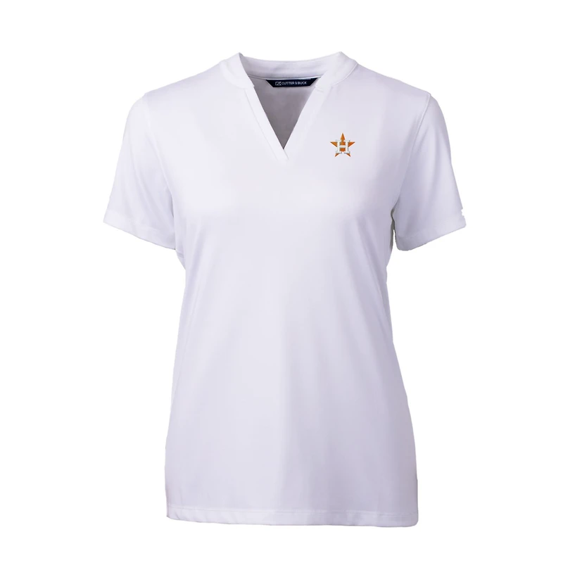 Haut à col en V extensible DryTec Forge pour femme, blanc, Cutter & Buck, Houston Astros