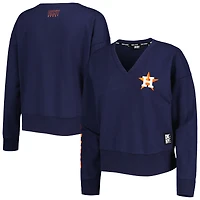 Women's DKNY Sport Navy Houston Astros Lily V-Neck Pullover Sweatshirt