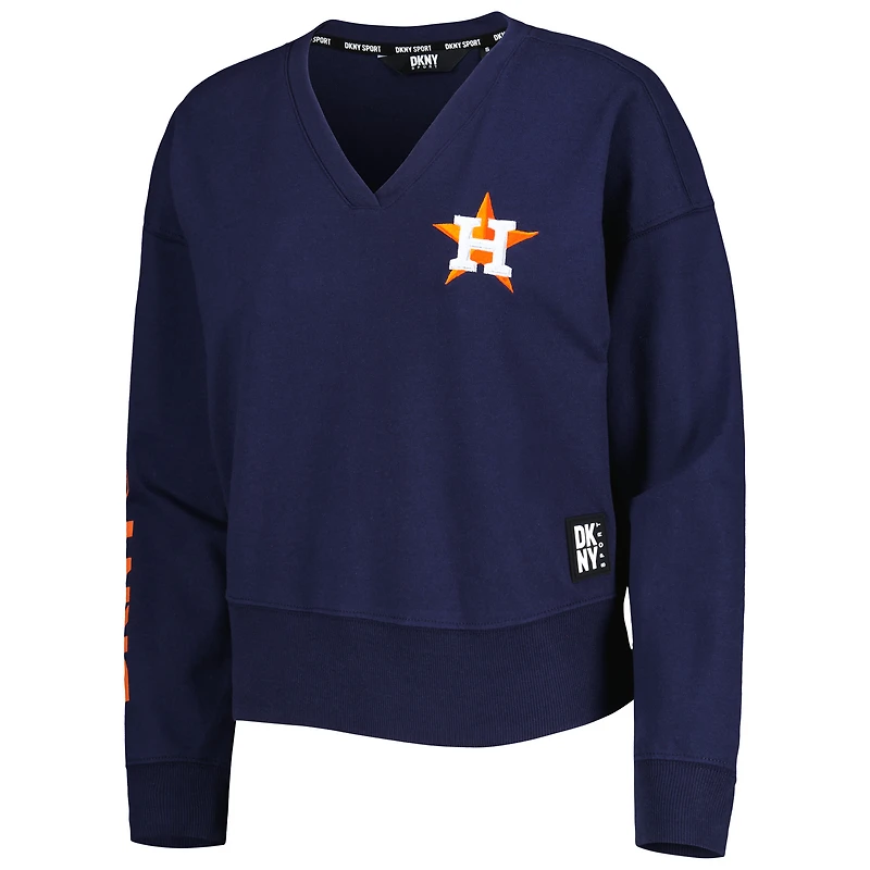Women's DKNY Sport Navy Houston Astros Lily V-Neck Pullover Sweatshirt