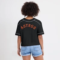 T-shirt court surdimensionné à col en V pour femme, motif Fanatics, noir, des Astros de Houston