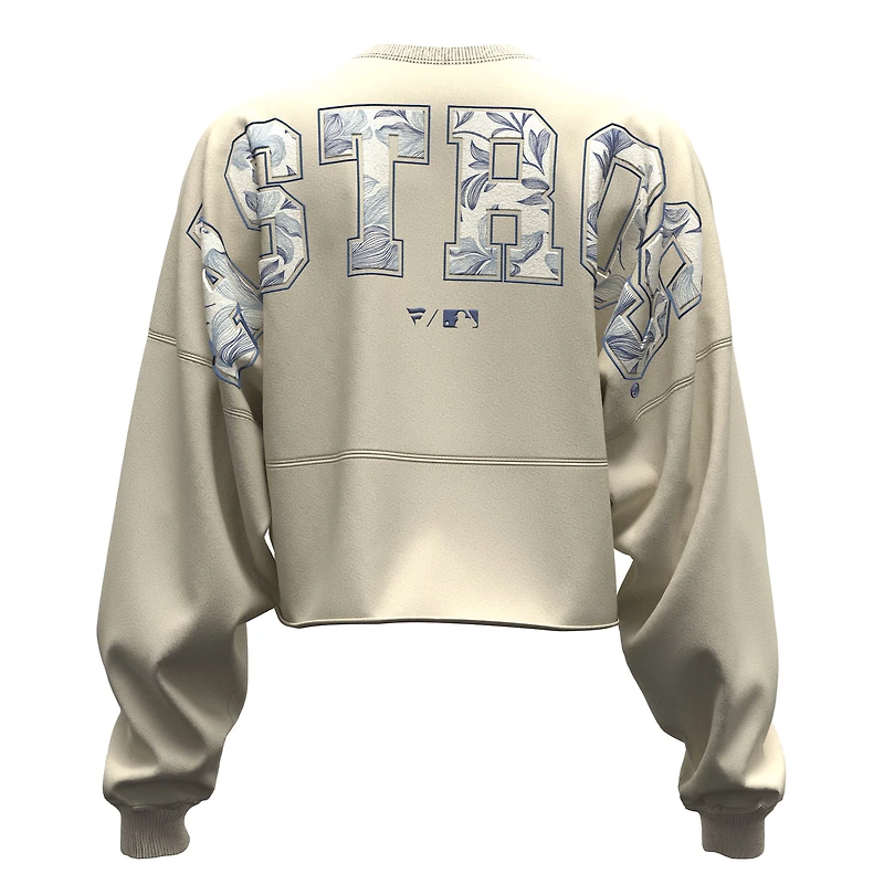 T-shirt court à manches longues Fanatics beige clair pour femme, motif floral Houston Astros Spirit