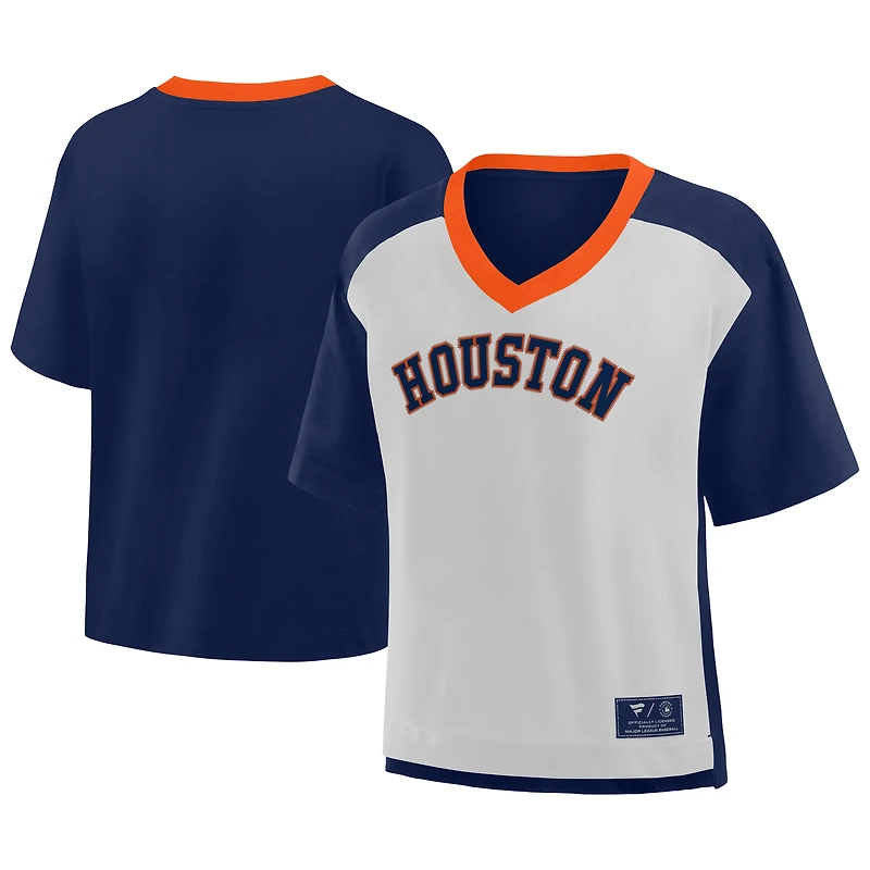 T-shirt surdimensionné à col en V pour femme Fanatics bleu marine/graphite Houston Astros Race To Win