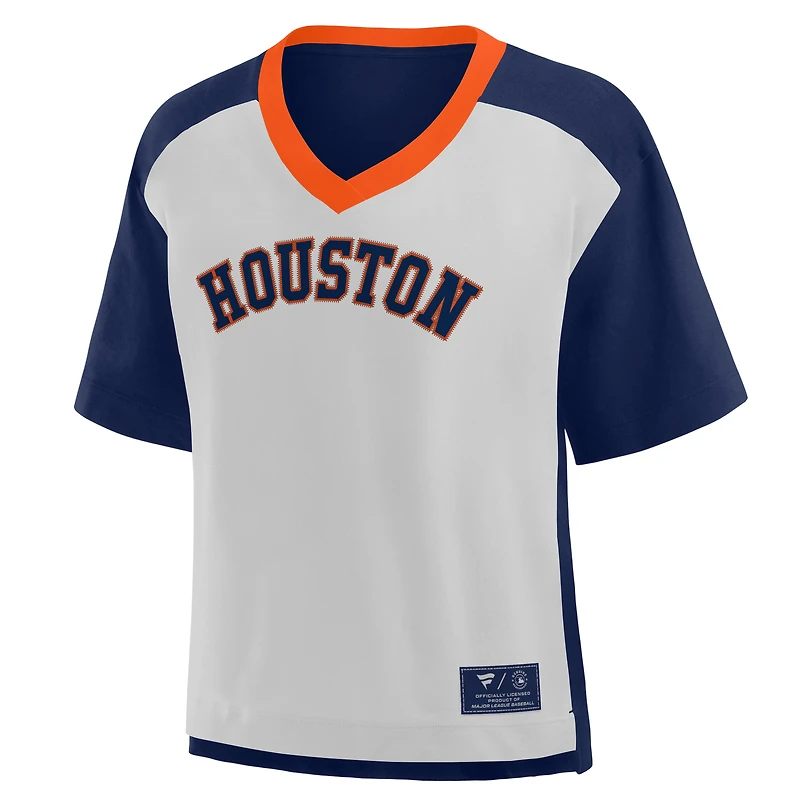 T-shirt surdimensionné à col en V pour femme Fanatics bleu marine/graphite Houston Astros Race To Win