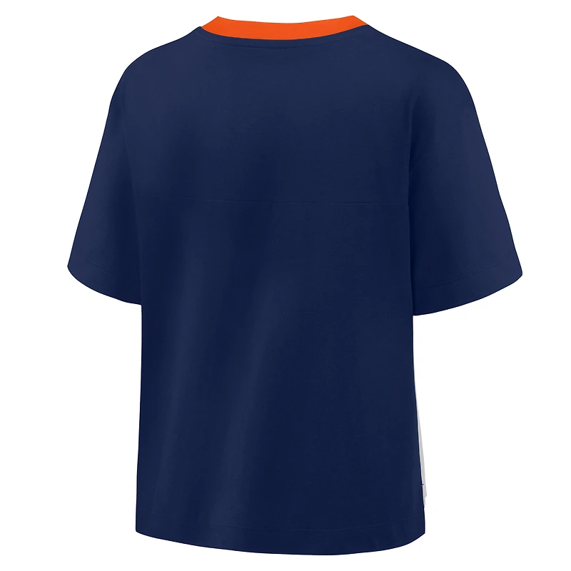 Women's Fanatics Navy/Graphite Houston Astros Oversized Race To Win V-Neck T-Shirt