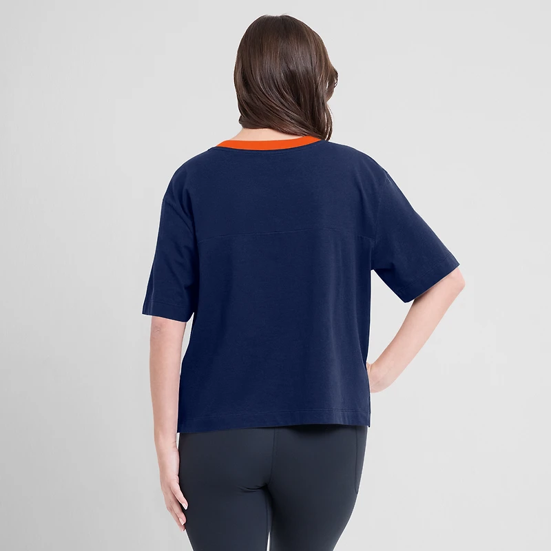 T-shirt surdimensionné à col en V pour femme Fanatics bleu marine/graphite Houston Astros Race To Win