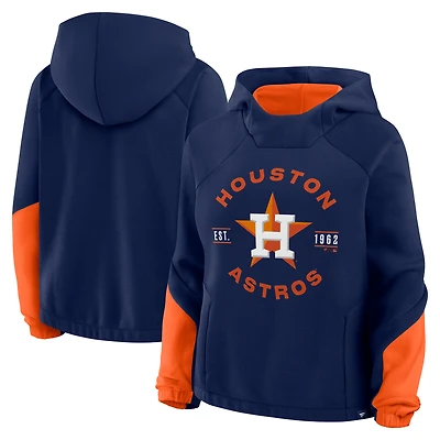 Sweat à capuche oversize Fanatics bleu marine/orange Houston Astros « Time to Win » pour femme