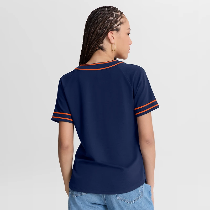 T-shirt raglan à col en V Fanatics Navy Houston Astros Diva Race Ahead pour femme