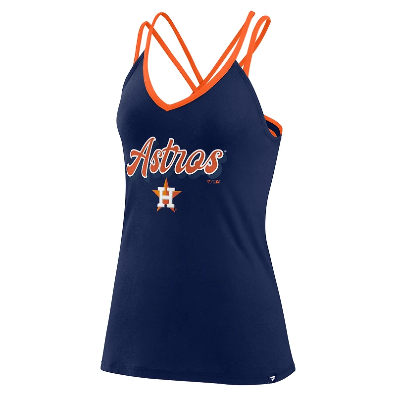 Women's Fanatics Navy Houston Astros Go For It Strappy V-Neck Tank Top