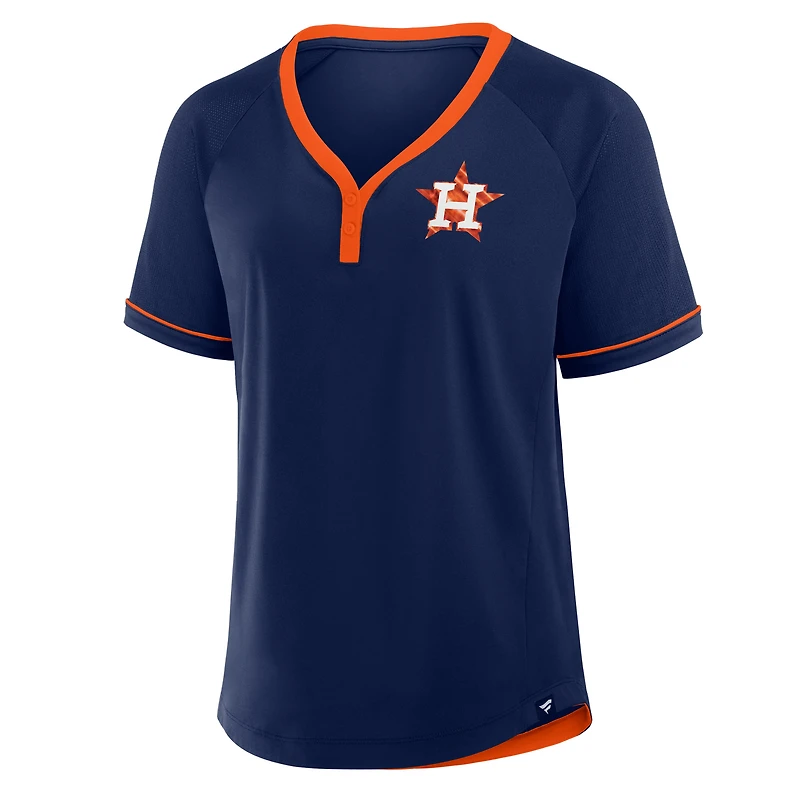 T-shirt à col en V raglan Diva Star de la Ligue des Astros Houston pour femmes Fanatics Navy