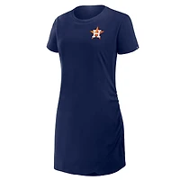 Robe t-shirt drapée froncée Fanatics bleu marine pour femme des Astros de Houston