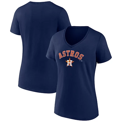 T-shirt à col en V Fanatics pour femmes, bleu marine, Houston Astros Team Lockup