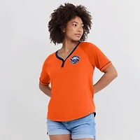 T-shirt à col en V raglan pour femme Fanatics Orange Houston Astros Cooperstown Collection League Diva