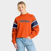 Women's Fanatics Orange Houston Astros Oversized Toss Sweep Raglan Pullover Sweatshirt