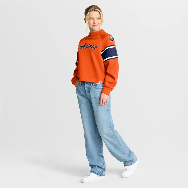 Women's Fanatics Orange Houston Astros Oversized Toss Sweep Raglan Pullover Sweatshirt
