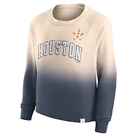 Women's Fanatics Tan/Navy Houston Astros Luxe Lounge Arch Raglan Pullover Sweatshirt