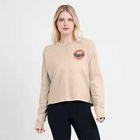 T-shirt Henley surdimensionné à manches longues Fanatics Tan Houston Astros pour femme