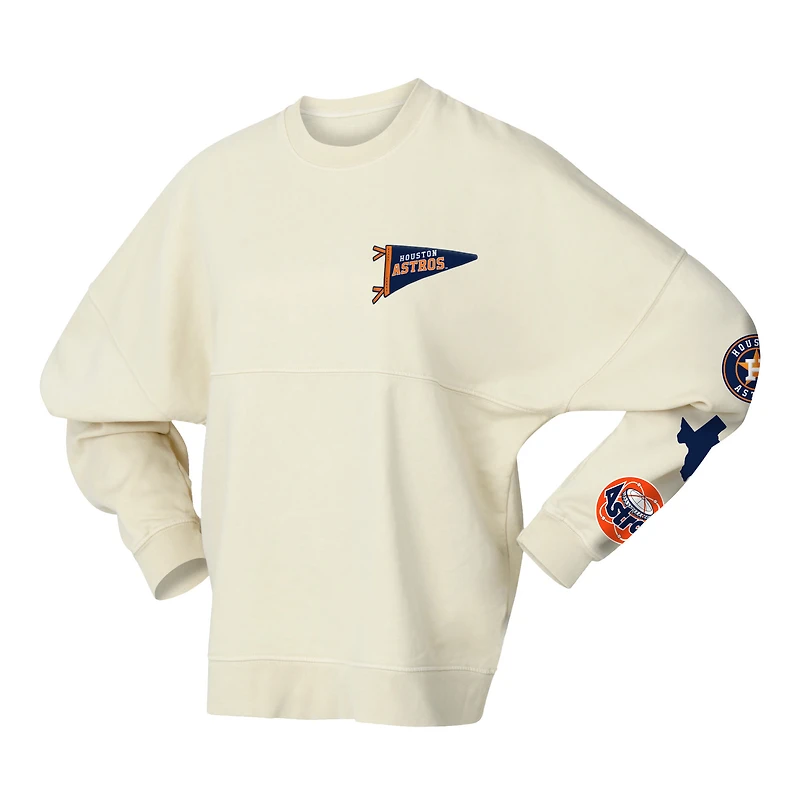 Women's Fanatics  Tan Houston Astros Pennant Flag Branded Fleece Pullover Sweatshirt