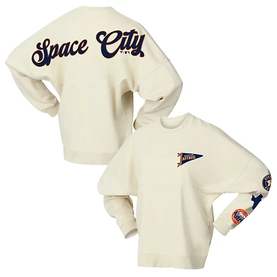 Sweat-shirt en polaire Fanatics Tan pour femme avec drapeau fanion des Astros de Houston