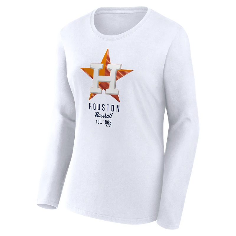Women's Fanatics  White Houston Astros Lightweight Fitted Long Sleeve T-Shirt