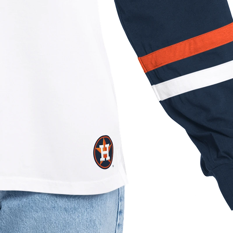 T-shirt à manches longues et capuche oversize G-III 4Her pour femme, par Carl Banks, blanc/marine, Houston Astros, joueur clé