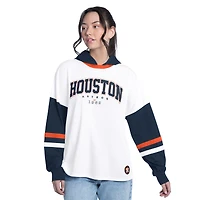 T-shirt à manches longues et capuche oversize G-III 4Her pour femme, par Carl Banks, blanc/marine, Houston Astros, joueur clé