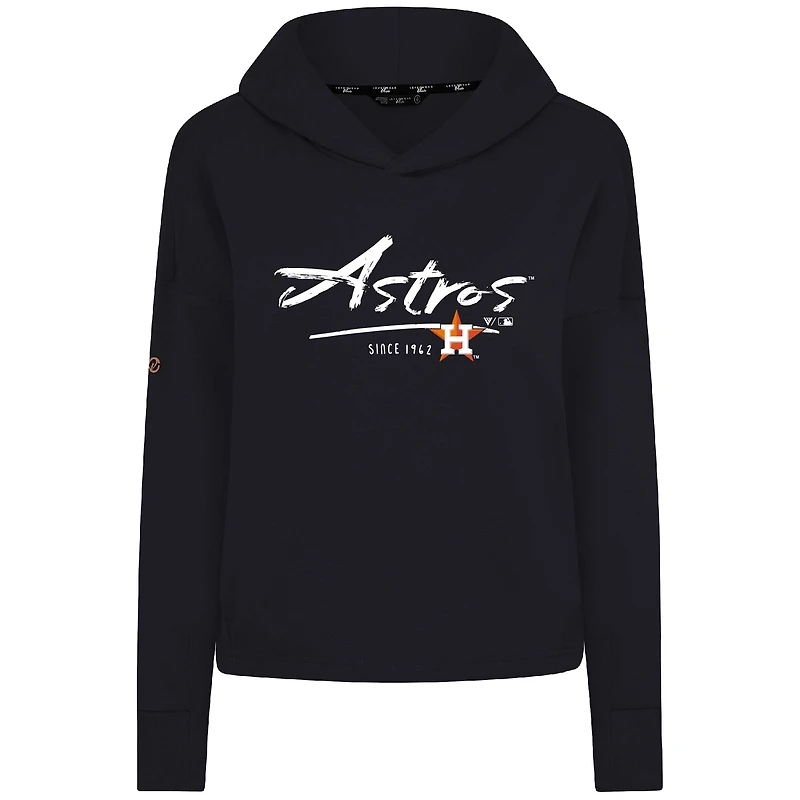 Sweat à capuche court noir Accolade Sweet Express pour femme Levelwear des Astros de Houston