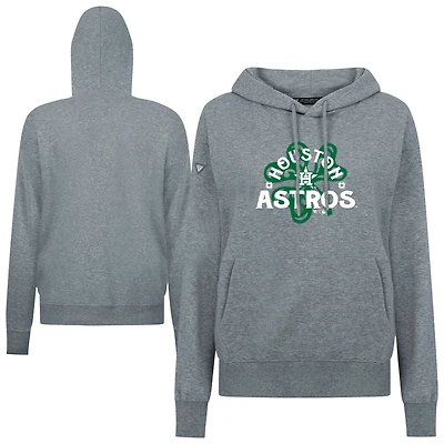 Women's Levelwear  Gray Houston Astros St. Patrick's Day Adorn Shamrock Pullover Hoodie