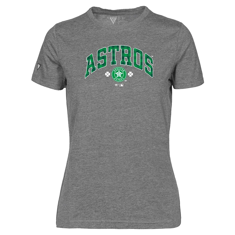 Women's Levelwear Gray Houston Astros St. Patrick's Day Maddox Plaid T-Shirt