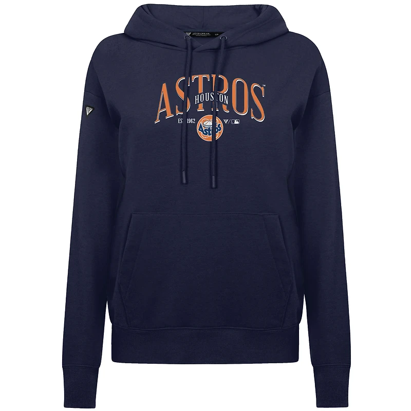 Women's Levelwear Navy Houston Astros Adorn Throwback Spellout Pullover Hoodie