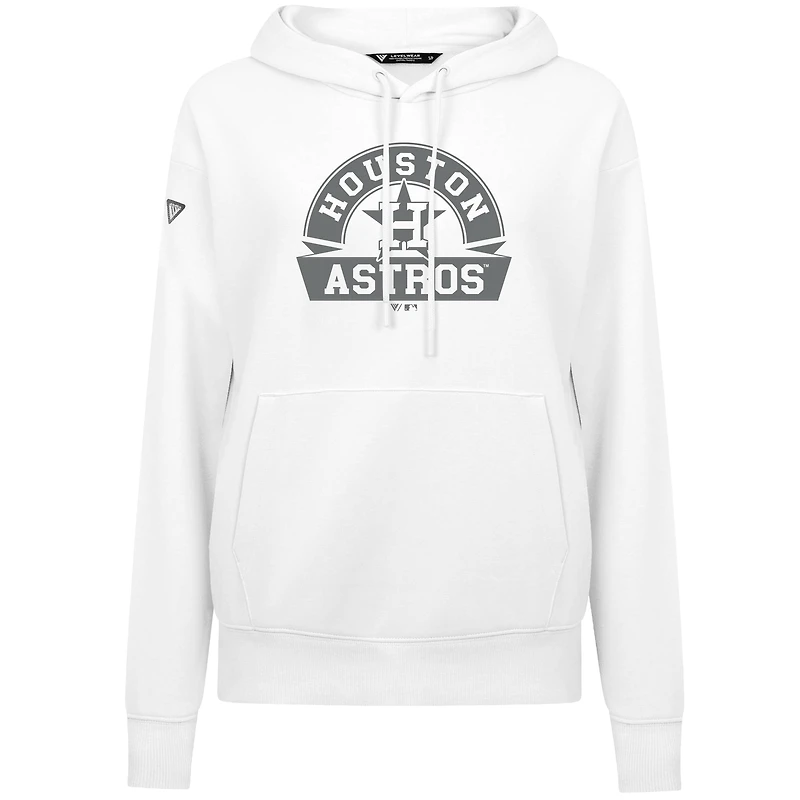 Women's Levelwear White Houston Astros Adorn Banner Arch Pullover Hoodie