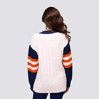 Women's Lusso Navy/White Houston Astros Shyla Knit V-Neck Full-Zip Sweater