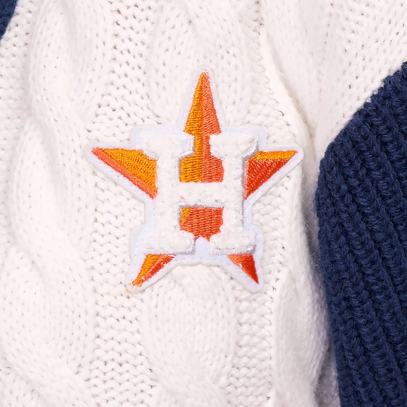 Women's Lusso Navy/White Houston Astros Shyla Knit V-Neck Full-Zip Sweater