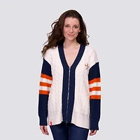 Women's Lusso Navy/White Houston Astros Shyla Knit V-Neck Full-Zip Sweater