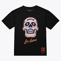 T-shirt boxy noir Mitchell & Ness Houston Astros pour femme, motif tête de mort mexicaine