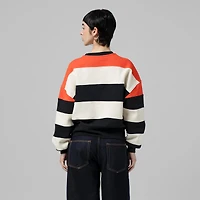 Women's Mitchell & Ness  Orange/Black Houston Astros Cooperstown Collection Blocked Fleece Pullover Sweatshirt
