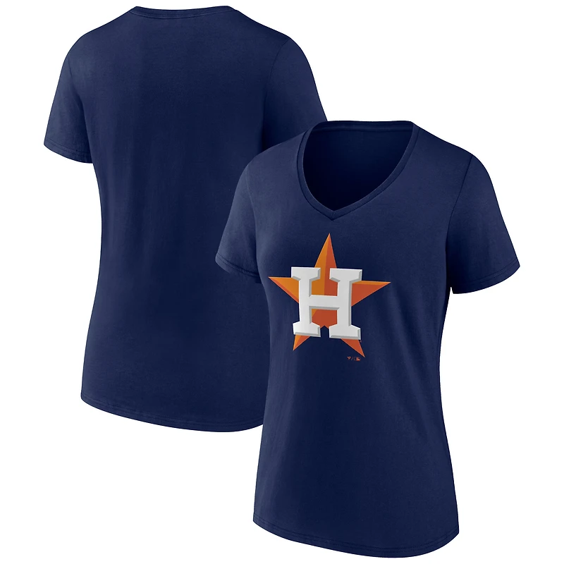 Women's Navy Houston Astros Official Logo V-Neck T-Shirt