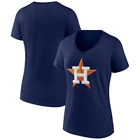 Women's Navy Houston Astros Official Logo V-Neck T-Shirt