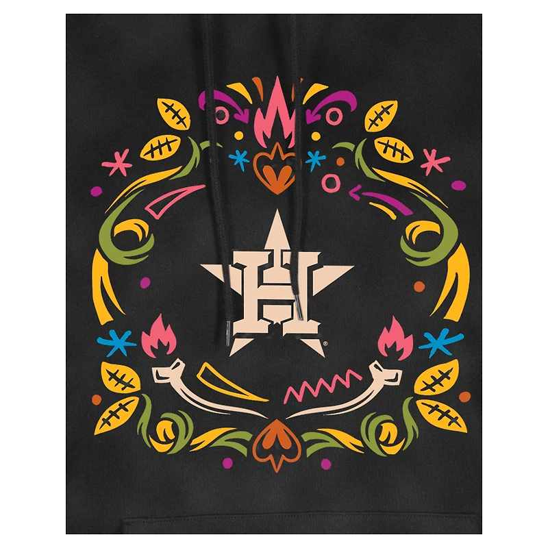 Sweat à capuche New Era noir Houston Astros Día de Muertos Mineral Wash pour femme