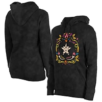 Women's New Era Black Houston Astros Día de Muertos Mineral Wash Hoodie Sweatshirt