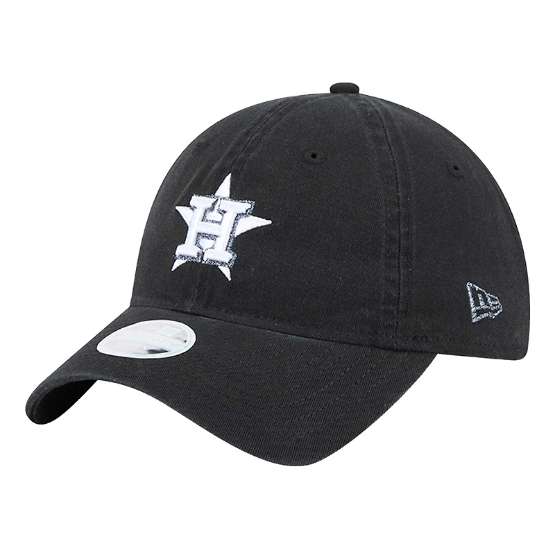 Casquette ajustable Glitz 9TWENTY noire New Era pour femme des Astros de Houston