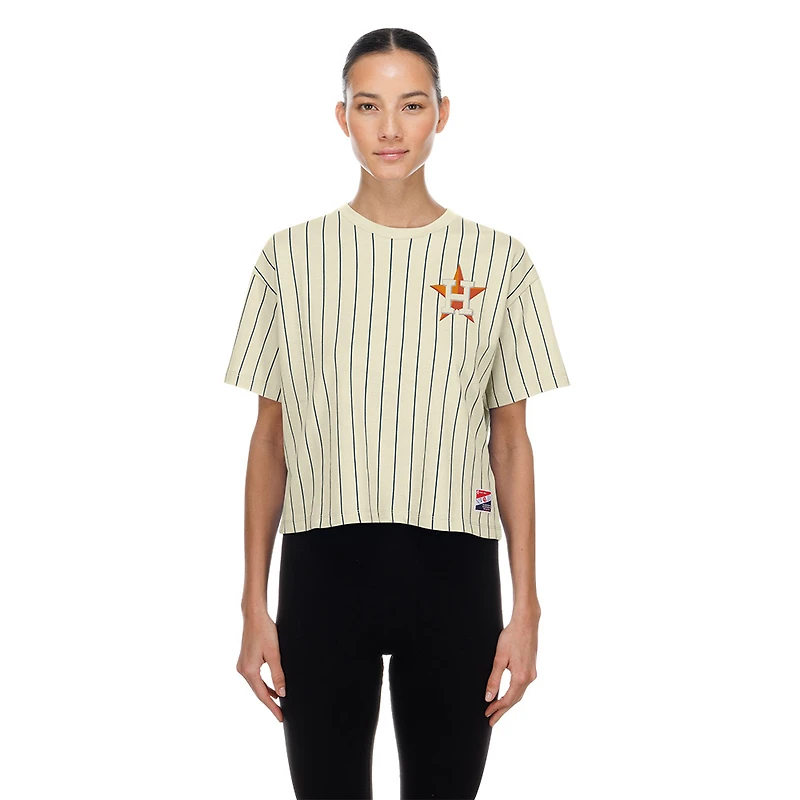 T-shirt New Era crème pour femme, style rétro Houston Astros