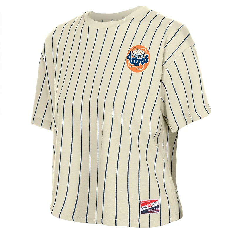 T-shirt New Era crème pour femme, style rétro Houston Astros