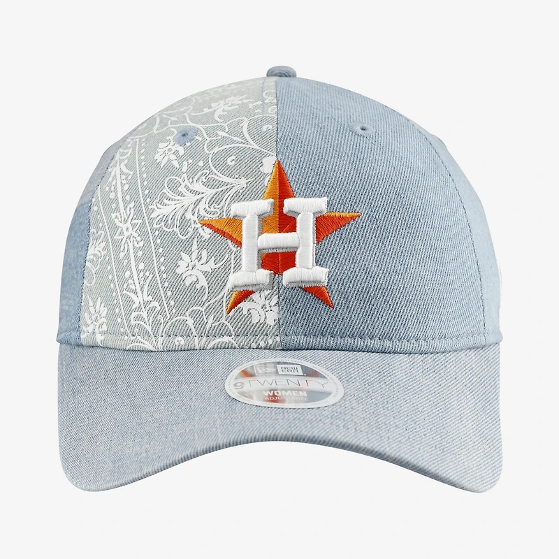 Women's New Era  Houston Astros Denim Patchwork 9TWENTY Adjustable Hat