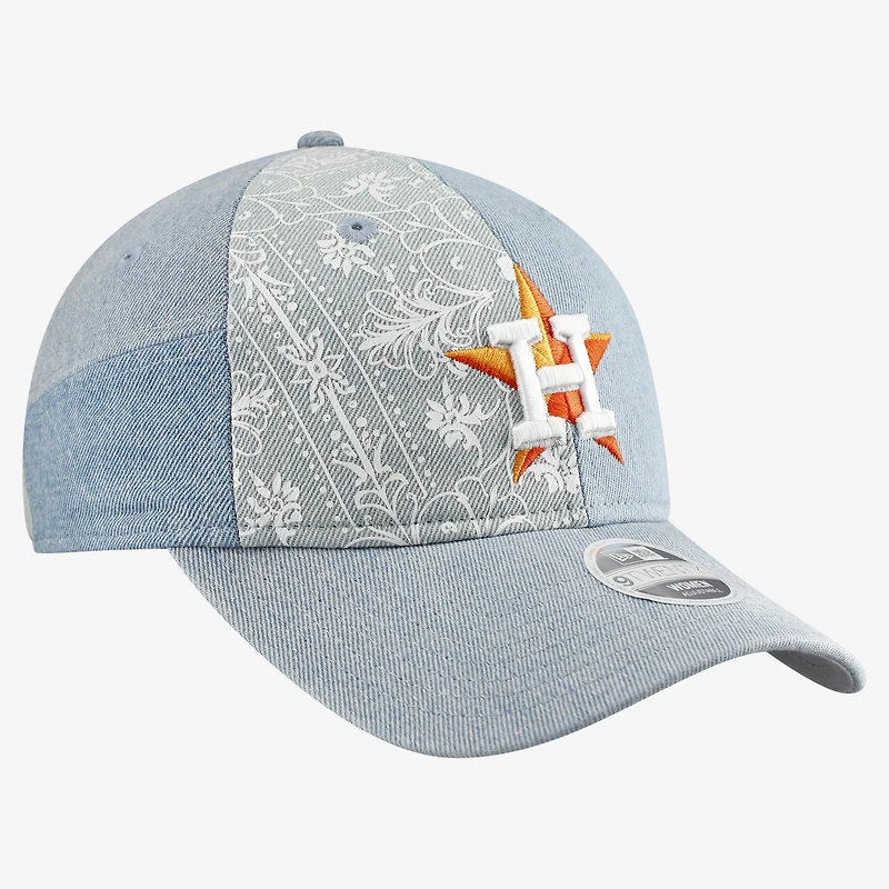 Women's New Era  Houston Astros Denim Patchwork 9TWENTY Adjustable Hat