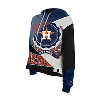 Women's New Era  Houston Astros Upcycled Color Block Cropped Boxy Hoodie