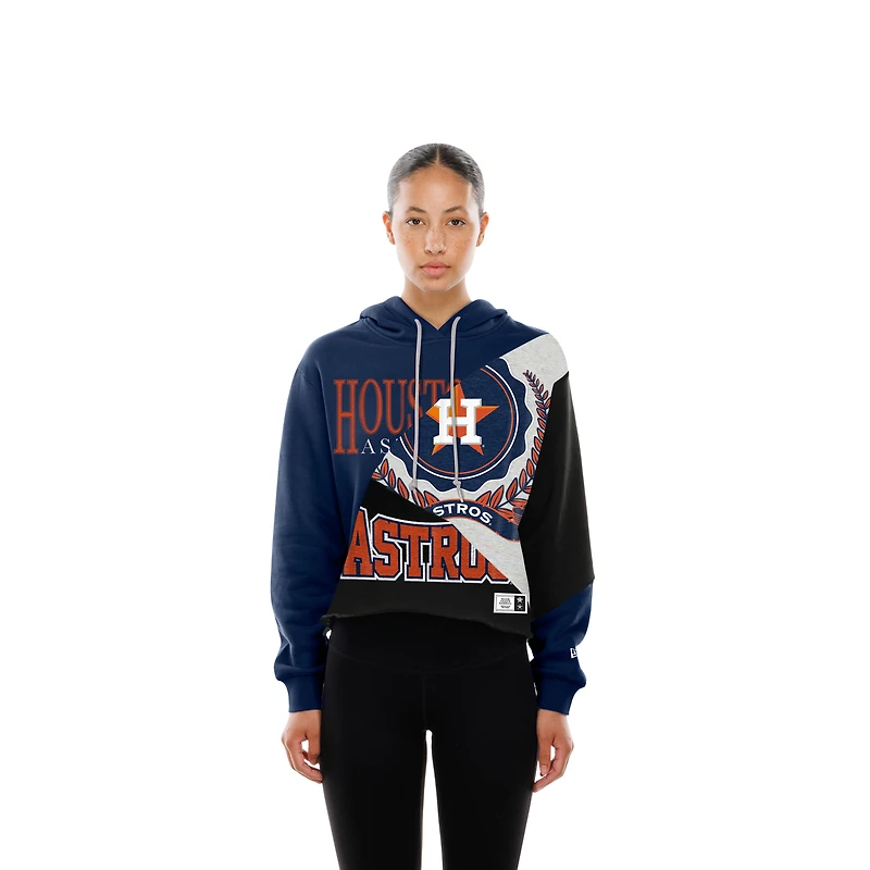 Women's New Era  Houston Astros Upcycled Color Block Cropped Boxy Hoodie