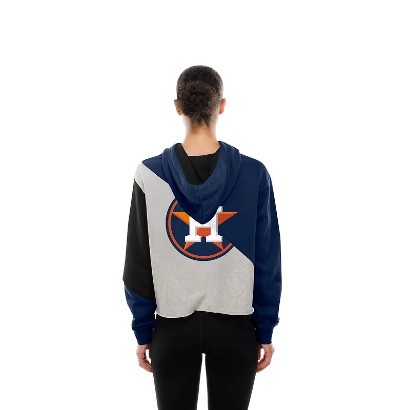 Sweat à capuche court et carré blocs de couleurs recyclés des Astros Houston New Era pour femme