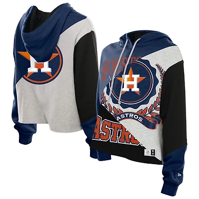 Women's New Era Houston Astros Upcycled Color Block Cropped Boxy Hoodie